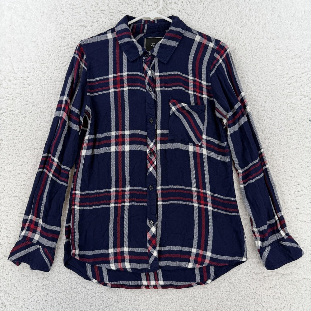 Rails Button Up Shirt Womens Small Blue Plaid Collared Long Sleeve Top
